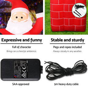 Jingle Jollys Christmas Inflatable Santa Pop Up 1.8M Illuminated Decorations - SportZone.co.nz