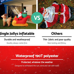 Jingle Jollys Christmas Inflatable Santa Sleigh 2.2M Illuminated Decorations - SportZone.co.nz
