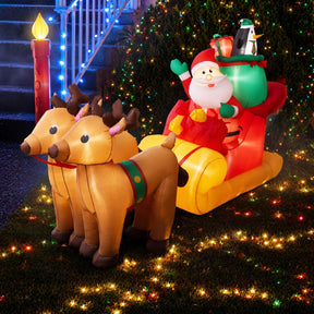 Jingle Jollys Christmas Inflatable Santa Sleigh 2.2M Illuminated Decorations - SportZone.co.nz