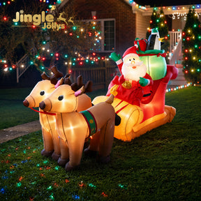 Jingle Jollys Christmas Inflatable Santa Sleigh 2.2M Illuminated Decorations - SportZone.co.nz