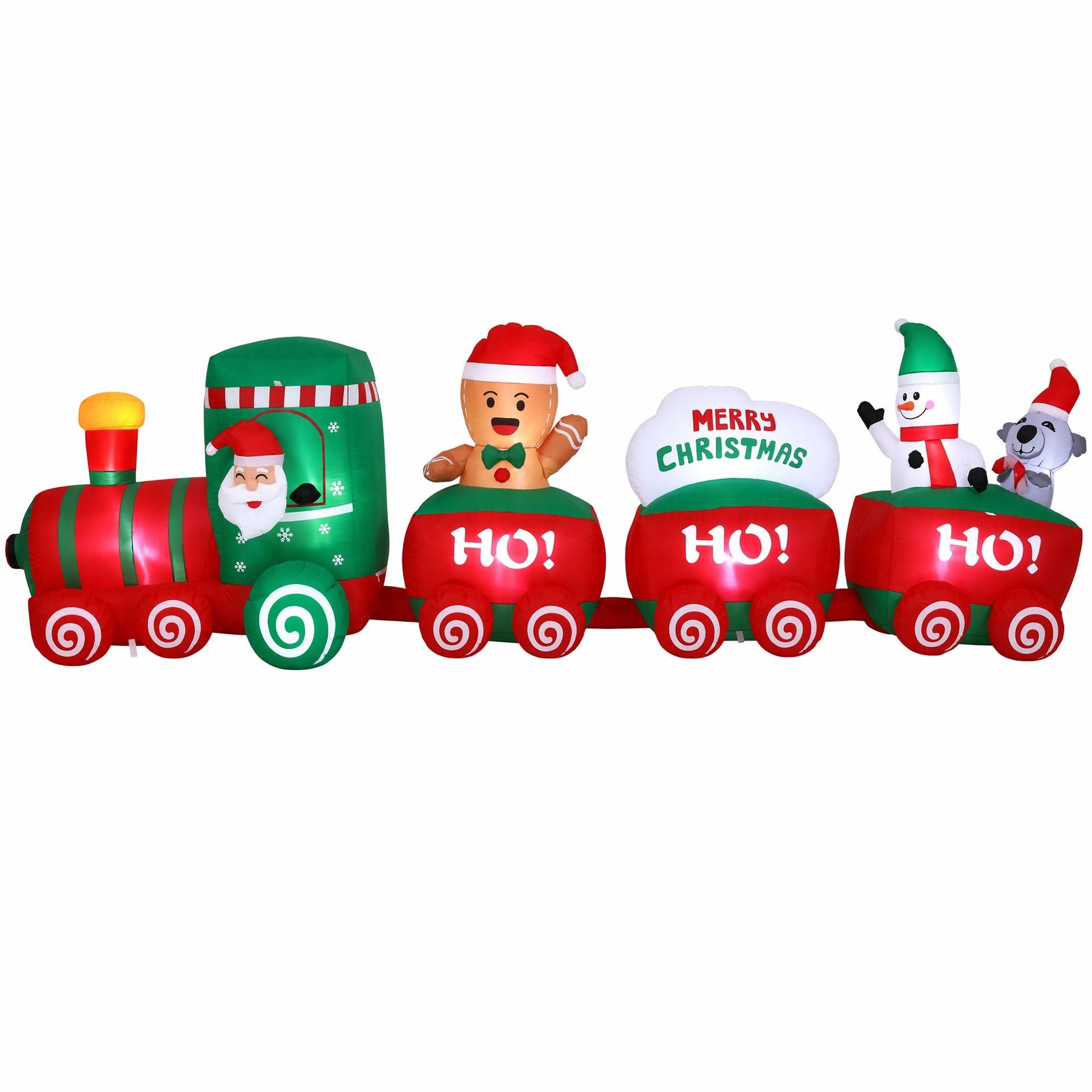 Jingle Jollys Christmas Inflatable Santa Train 3.6M Length LED Decorations Illuminated - SportZone.co.nz