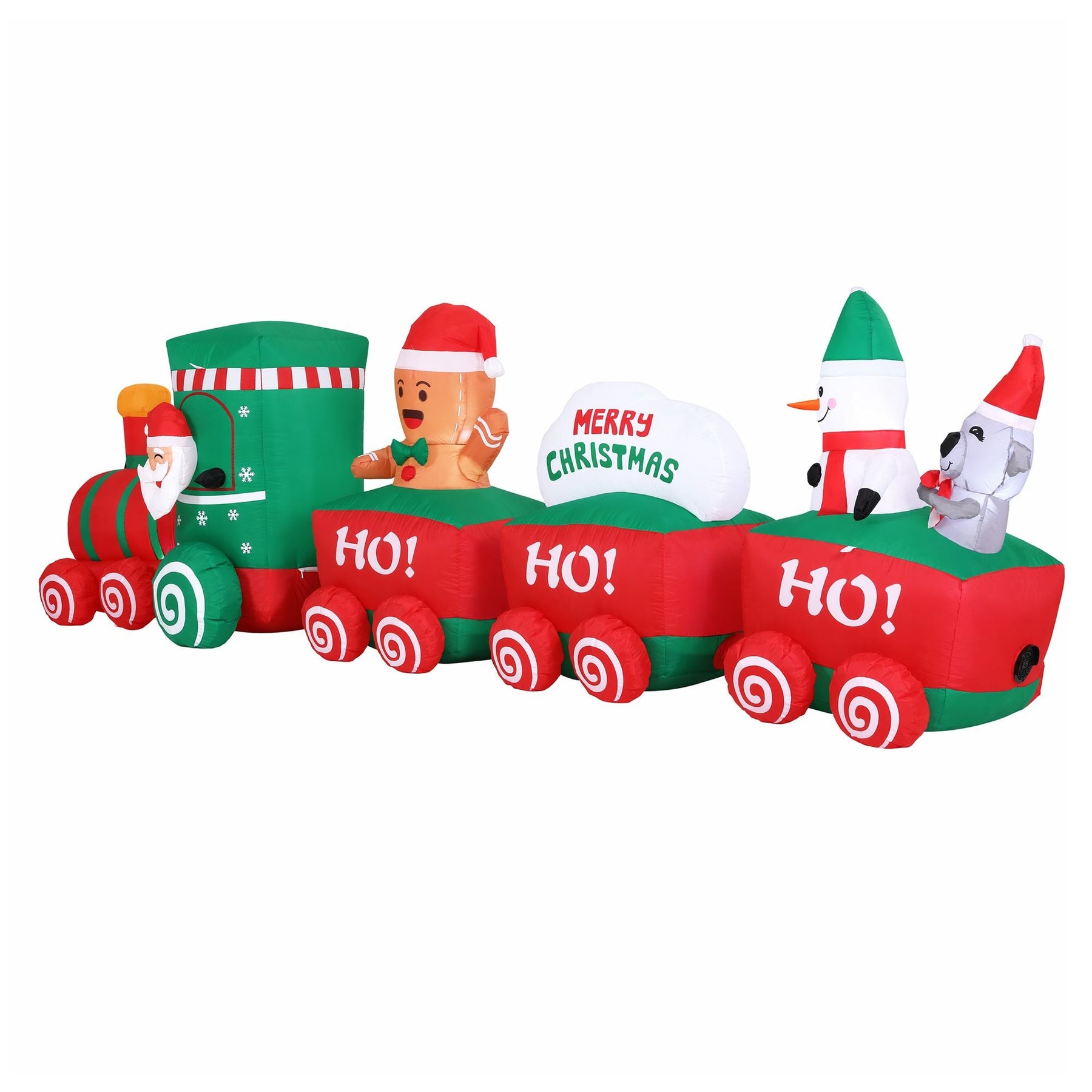 Jingle Jollys Christmas Inflatable Santa Train 3.6M Length LED Decorations Illuminated - SportZone.co.nz