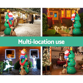 Jingle Jollys Christmas Inflatable Santa Tree 1.8M Illuminated Decorations - SportZone.co.nz
