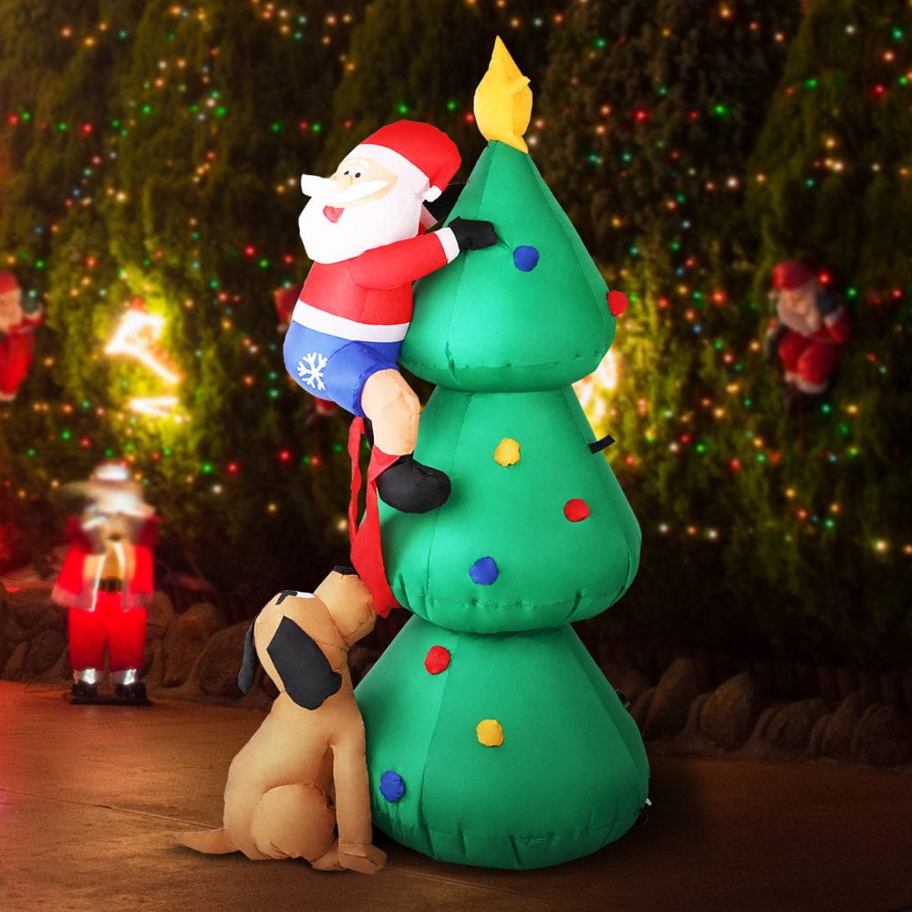 Jingle Jollys Christmas Inflatable Santa Tree 1.8M Illuminated Decorations - SportZone.co.nz