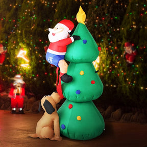 Jingle Jollys Christmas Inflatable Santa Tree 1.8M Illuminated Decorations - SportZone.co.nz