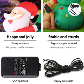 Jingle Jollys Christmas Inflatable Santa Tree 1.8M Illuminated Decorations - SportZone.co.nz