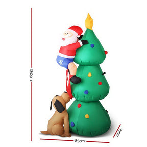 Jingle Jollys Christmas Inflatable Santa Tree 1.8M Illuminated Decorations - SportZone.co.nz