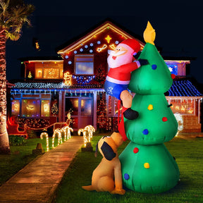 Jingle Jollys Christmas Inflatable Santa Tree 1.8M Illuminated Decorations - SportZone.co.nz