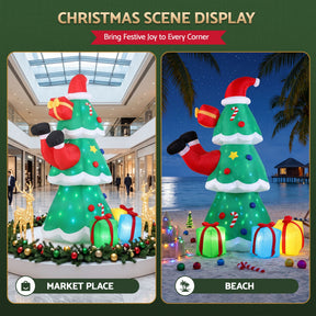 Jingle Jollys Christmas Inflatable Santa Tree 2.5M Height Flashing Light Decorations Illuminated - SportZone.co.nz