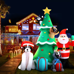 Jingle Jollys Christmas Inflatable Santa Tree 3M Illuminated Decorations - SportZone.co.nz