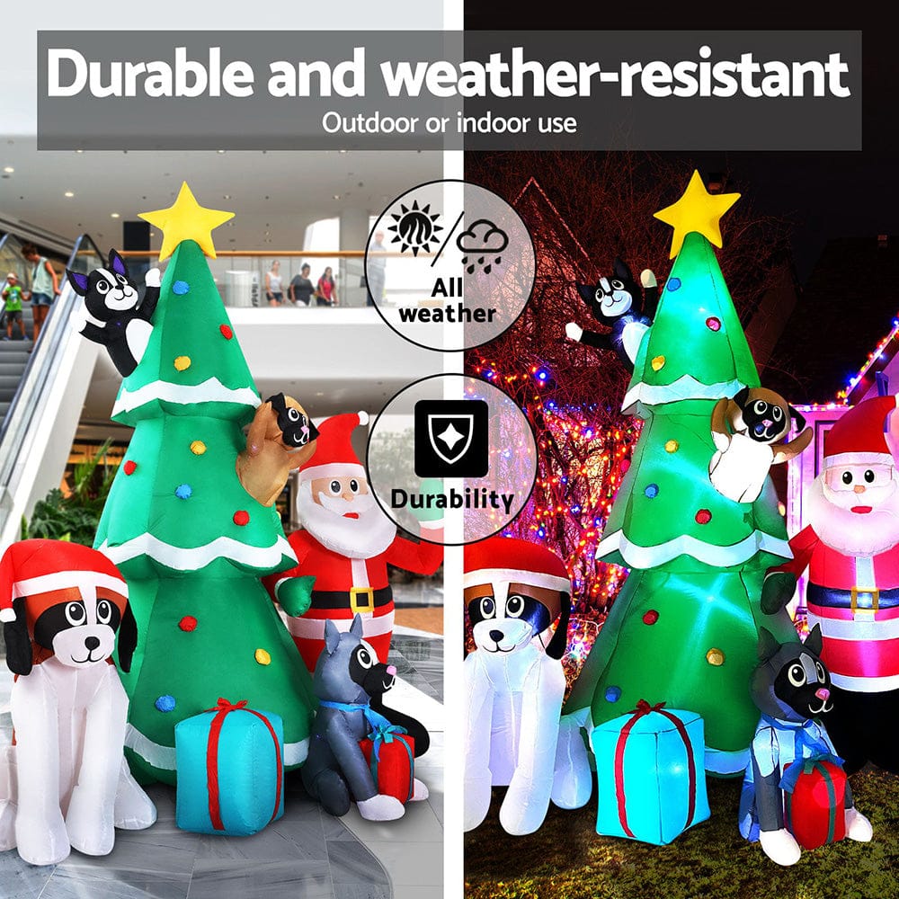 Jingle Jollys Christmas Inflatable Santa Tree 3M Illuminated Decorations - SportZone.co.nz