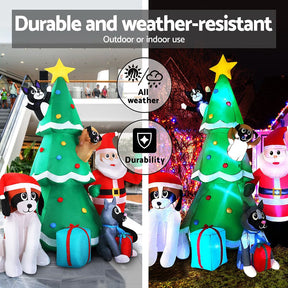 Jingle Jollys Christmas Inflatable Santa Tree 3M Illuminated Decorations - SportZone.co.nz