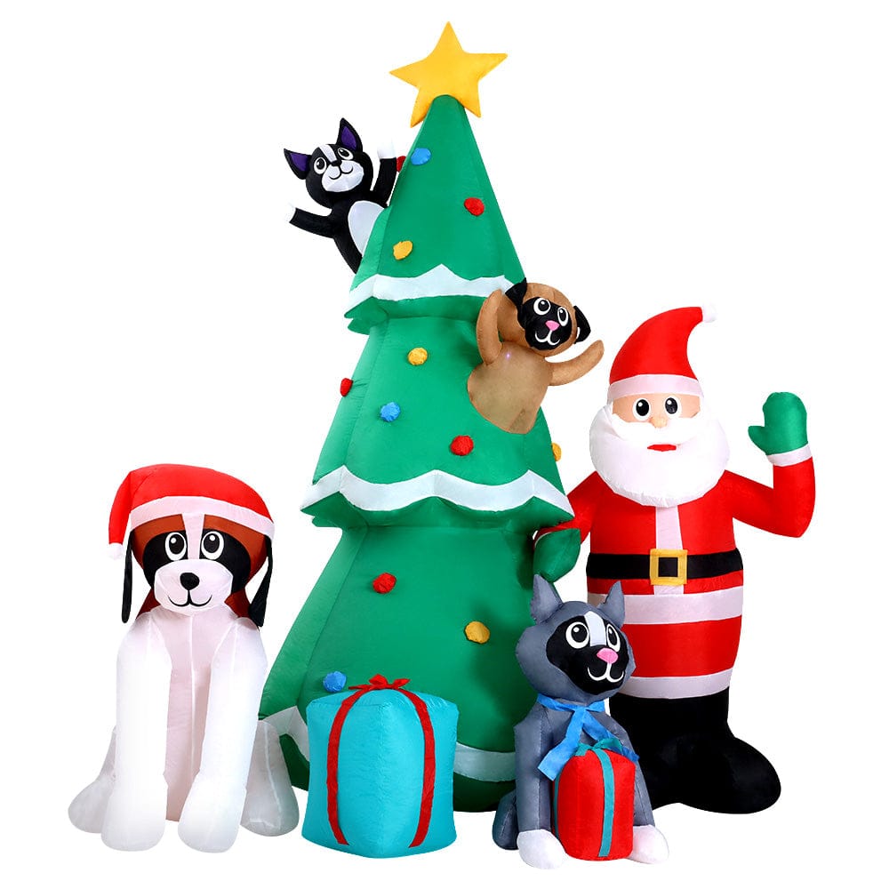 Jingle Jollys Christmas Inflatable Santa Tree 3M Illuminated Decorations - SportZone.co.nz