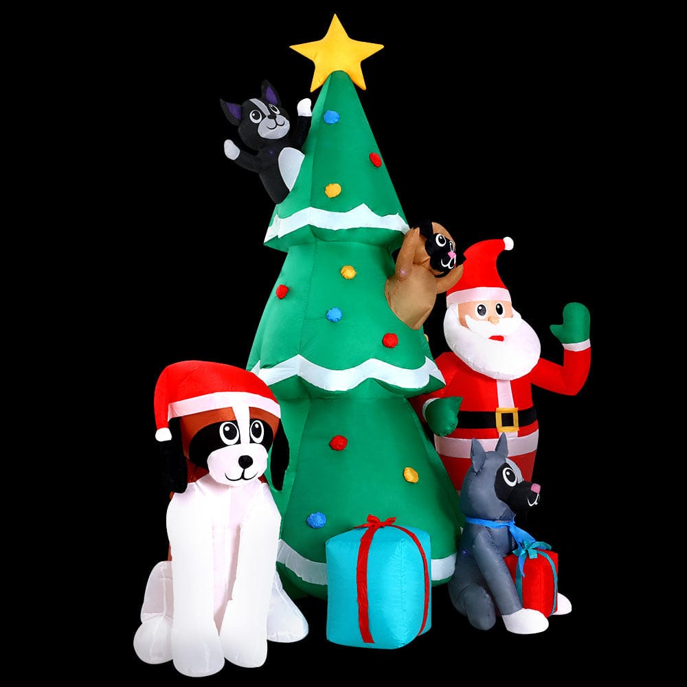 Jingle Jollys Christmas Inflatable Santa Tree 3M Illuminated Decorations - SportZone.co.nz