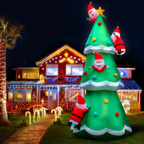 Jingle Jollys Christmas Inflatable Santa Tree 5M Illuminated Decorations - SportZone.co.nz