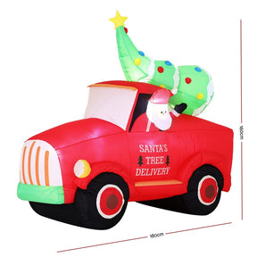 Jingle Jollys Christmas Inflatable Santa Truck 1.6M Height LED Decorations Illuminated - SportZone.co.nz