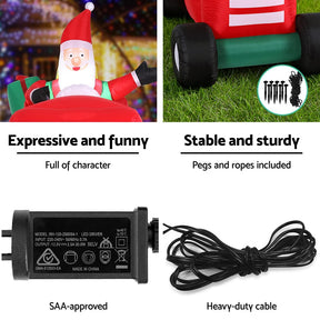 Jingle Jollys Christmas Inflatable Santa Truck 2.6M Length LED Decorations Illuminated - SportZone.co.nz