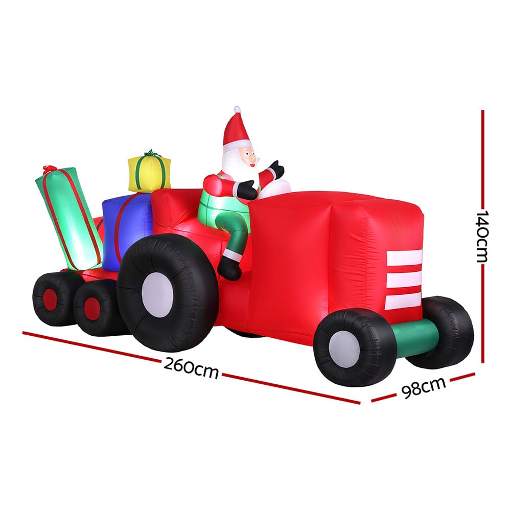 Jingle Jollys Christmas Inflatable Santa Truck 2.6M Length LED Decorations Illuminated - SportZone.co.nz