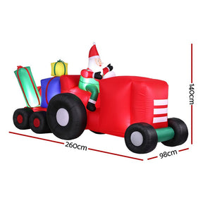Jingle Jollys Christmas Inflatable Santa Truck 2.6M Length LED Decorations Illuminated - SportZone.co.nz