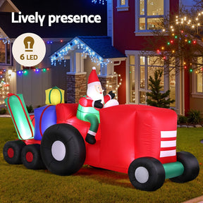Jingle Jollys Christmas Inflatable Santa Truck 2.6M Length LED Decorations Illuminated - SportZone.co.nz