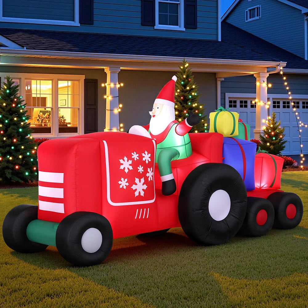 Jingle Jollys Christmas Inflatable Santa Truck 2.6M Length LED Decorations Illuminated - SportZone.co.nz