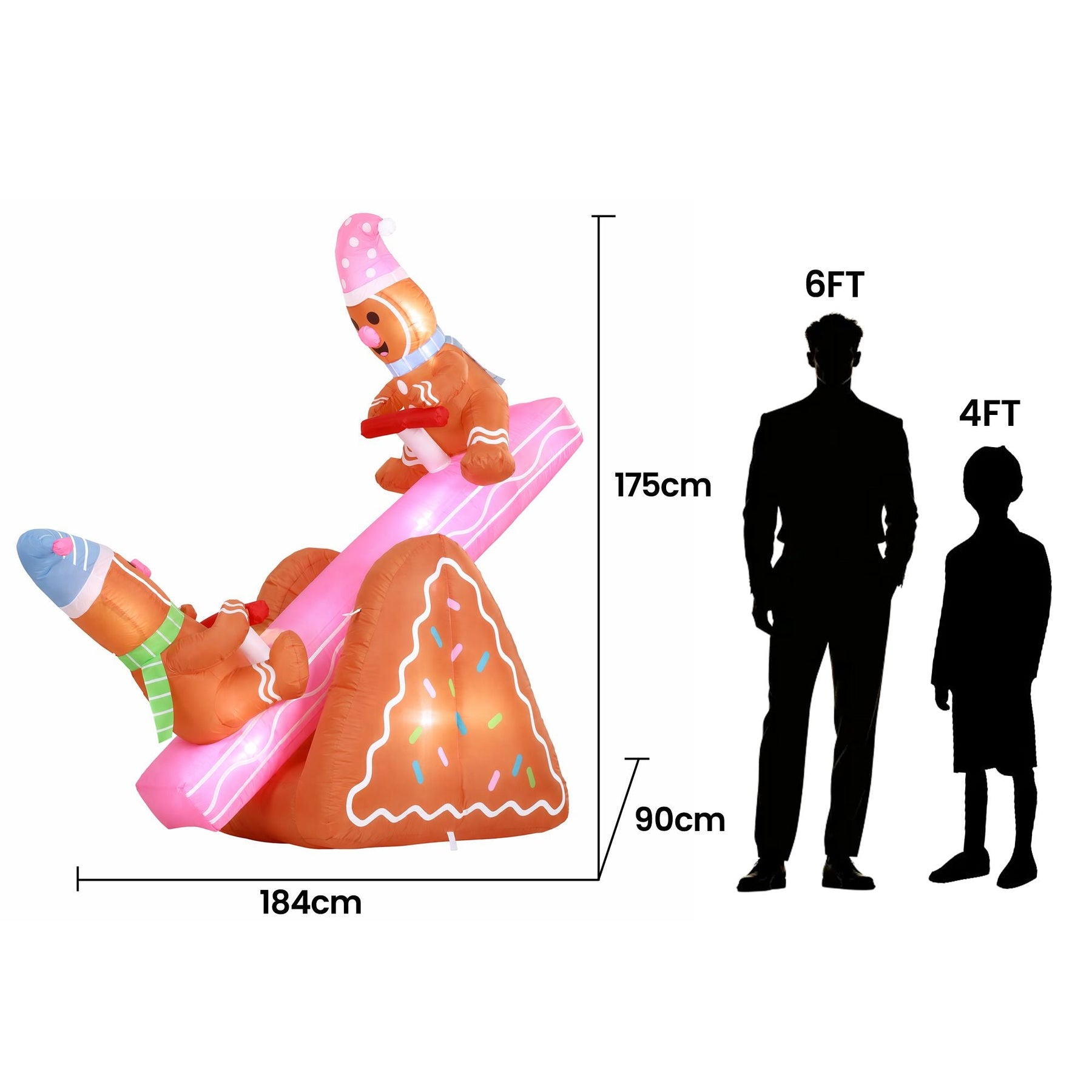 Jingle Jollys Christmas Inflatable Seesaw 1.8M Height LED Outdoor Decorations Illuminated - SportZone.co.nz