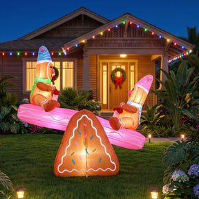 Jingle Jollys Christmas Inflatable Seesaw 1.8M Height LED Outdoor Decorations Illuminated - SportZone.co.nz