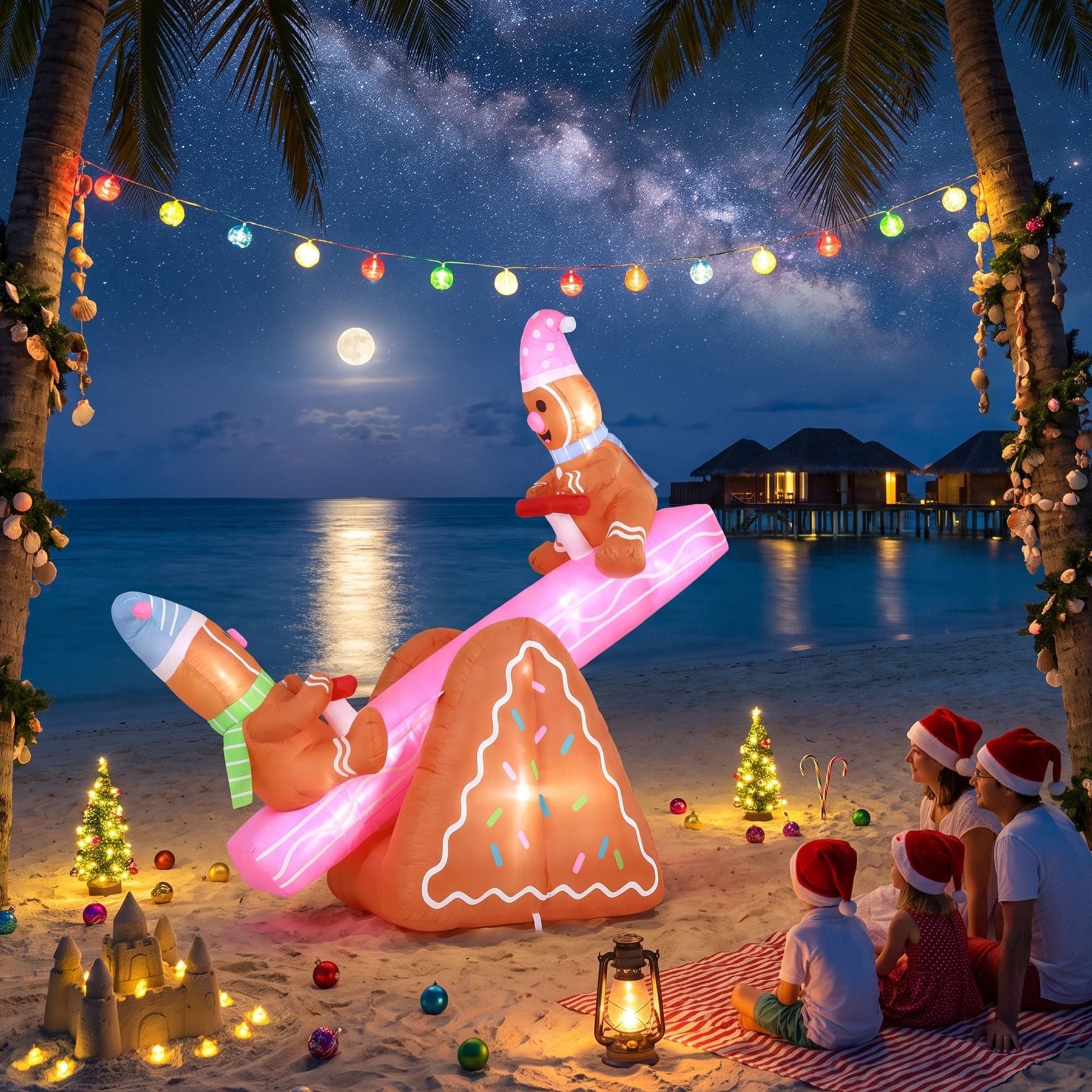 Jingle Jollys Christmas Inflatable Seesaw 1.8M Height LED Outdoor Decorations Illuminated - SportZone.co.nz