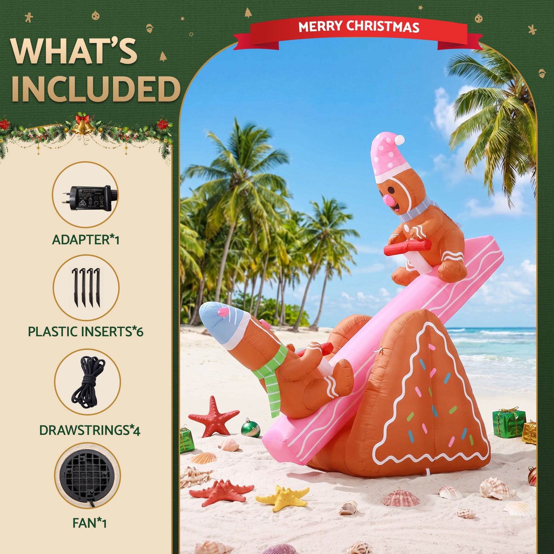 Jingle Jollys Christmas Inflatable Seesaw 1.8M Height LED Outdoor Decorations Illuminated - SportZone.co.nz