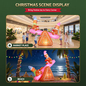 Jingle Jollys Christmas Inflatable Seesaw 1.8M Height LED Outdoor Decorations Illuminated - SportZone.co.nz