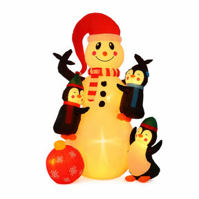 Jingle Jollys Christmas Inflatable Snowman 1.8M Height LED Outdoor Decorations Warm Light - SportZone.co.nz