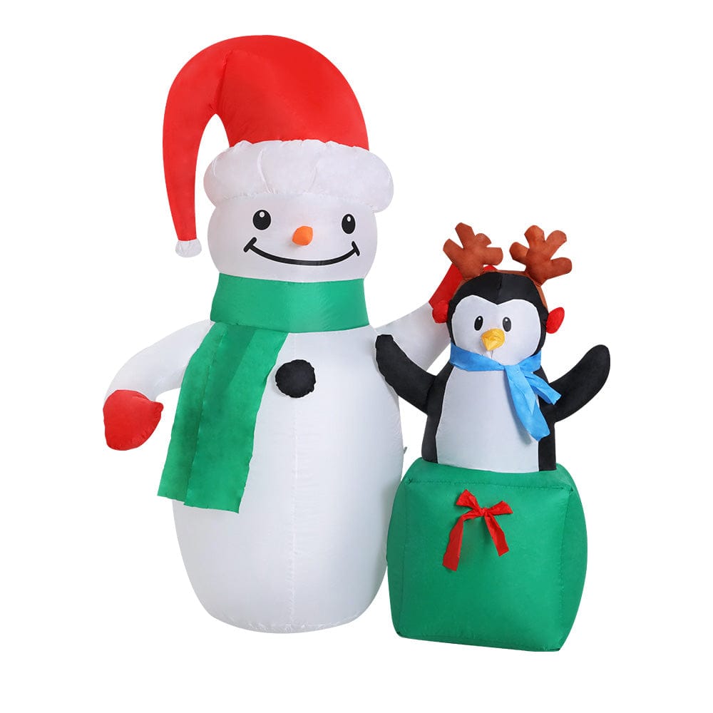 Jingle Jollys Christmas Inflatable Snowman 1.8M Illuminated Decorations - SportZone.co.nz