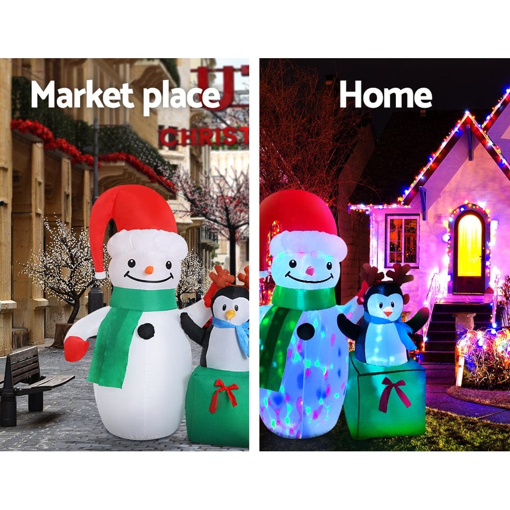 Jingle Jollys Christmas Inflatable Snowman 1.8M Illuminated Decorations - SportZone.co.nz