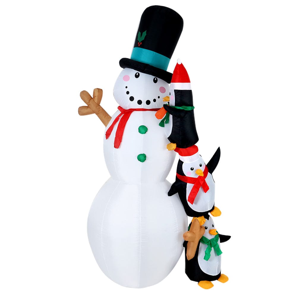 Jingle Jollys Christmas Inflatable Snowman 2.4M Illuminated Decorations - SportZone.co.nz