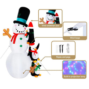 Jingle Jollys Christmas Inflatable Snowman 2.4M Illuminated Decorations - SportZone.co.nz