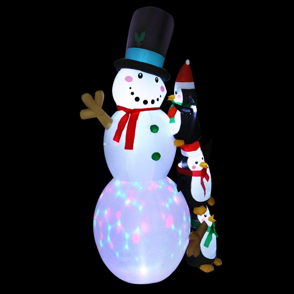 Jingle Jollys Christmas Inflatable Snowman 2.4M Illuminated Decorations - SportZone.co.nz