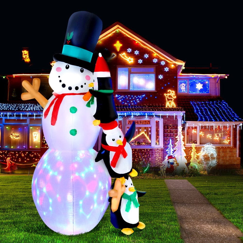 Jingle Jollys Christmas Inflatable Snowman 2.4M Illuminated Decorations - SportZone.co.nz