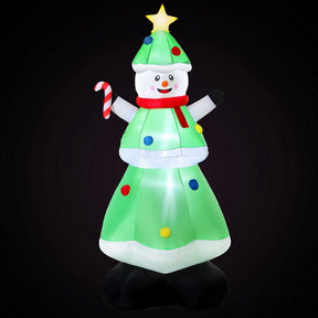 Jingle Jollys Christmas Inflatable Snowman Tree 2.75M Height LED Decorations Illuminated - SportZone.co.nz
