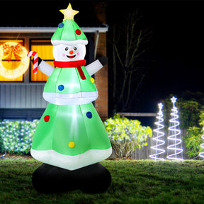 Jingle Jollys Christmas Inflatable Snowman Tree 2.75M Height LED Decorations Illuminated - SportZone.co.nz