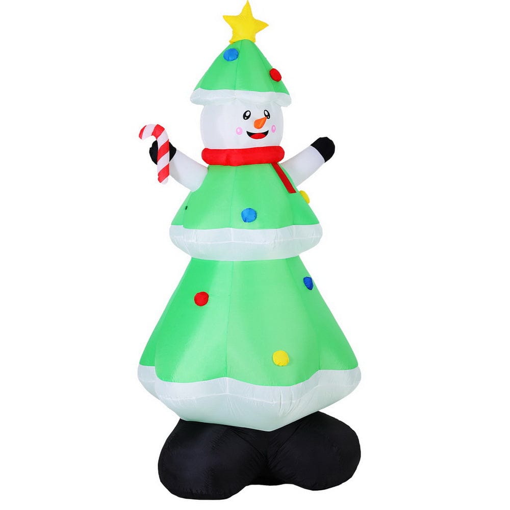 Jingle Jollys Christmas Inflatable Snowman Tree 2.75M Height LED Decorations Illuminated - SportZone.co.nz
