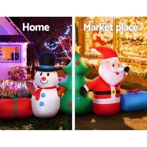 Jingle Jollys Christmas Inflatable Tree Snowman 2.7M Illuminated Decorations - SportZone.co.nz