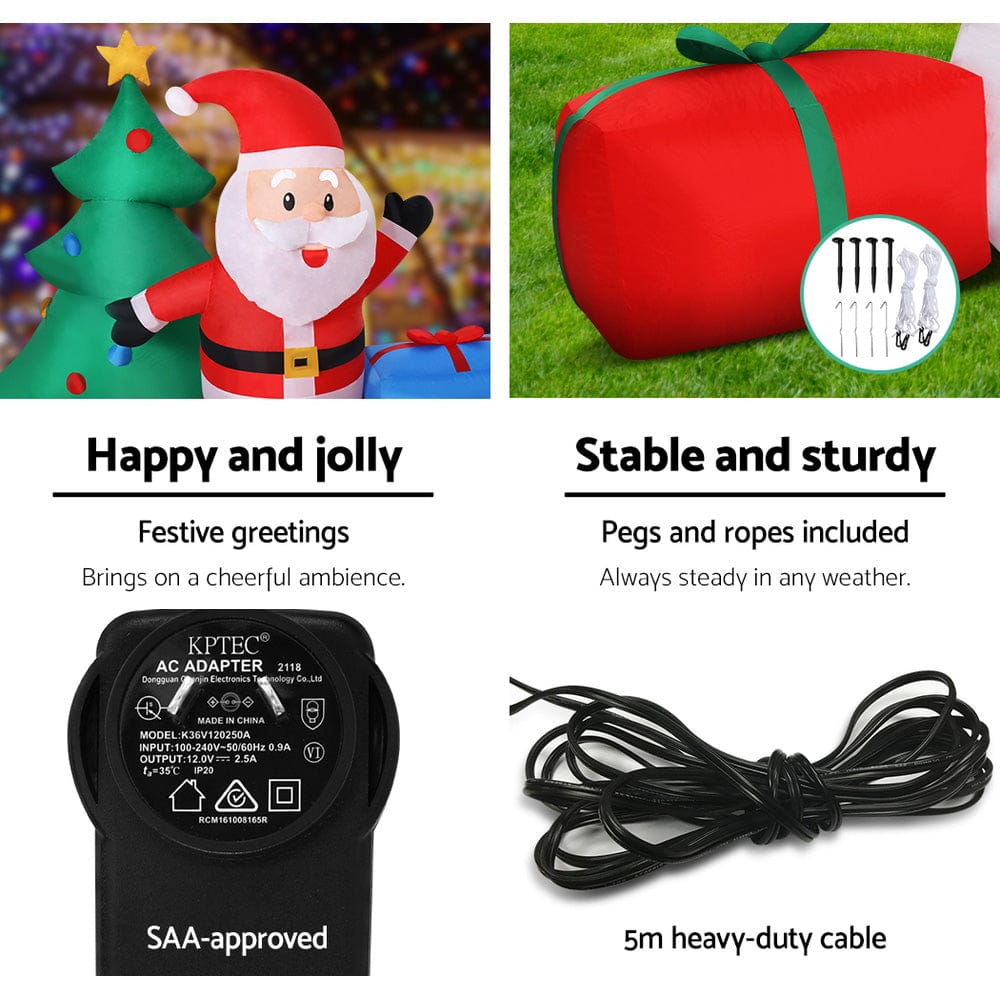 Jingle Jollys Christmas Inflatable Tree Snowman 2.7M Illuminated Decorations - SportZone.co.nz