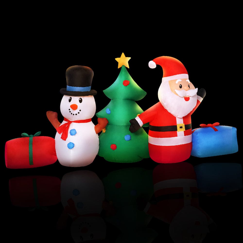Jingle Jollys Christmas Inflatable Tree Snowman 2.7M Illuminated Decorations - SportZone.co.nz