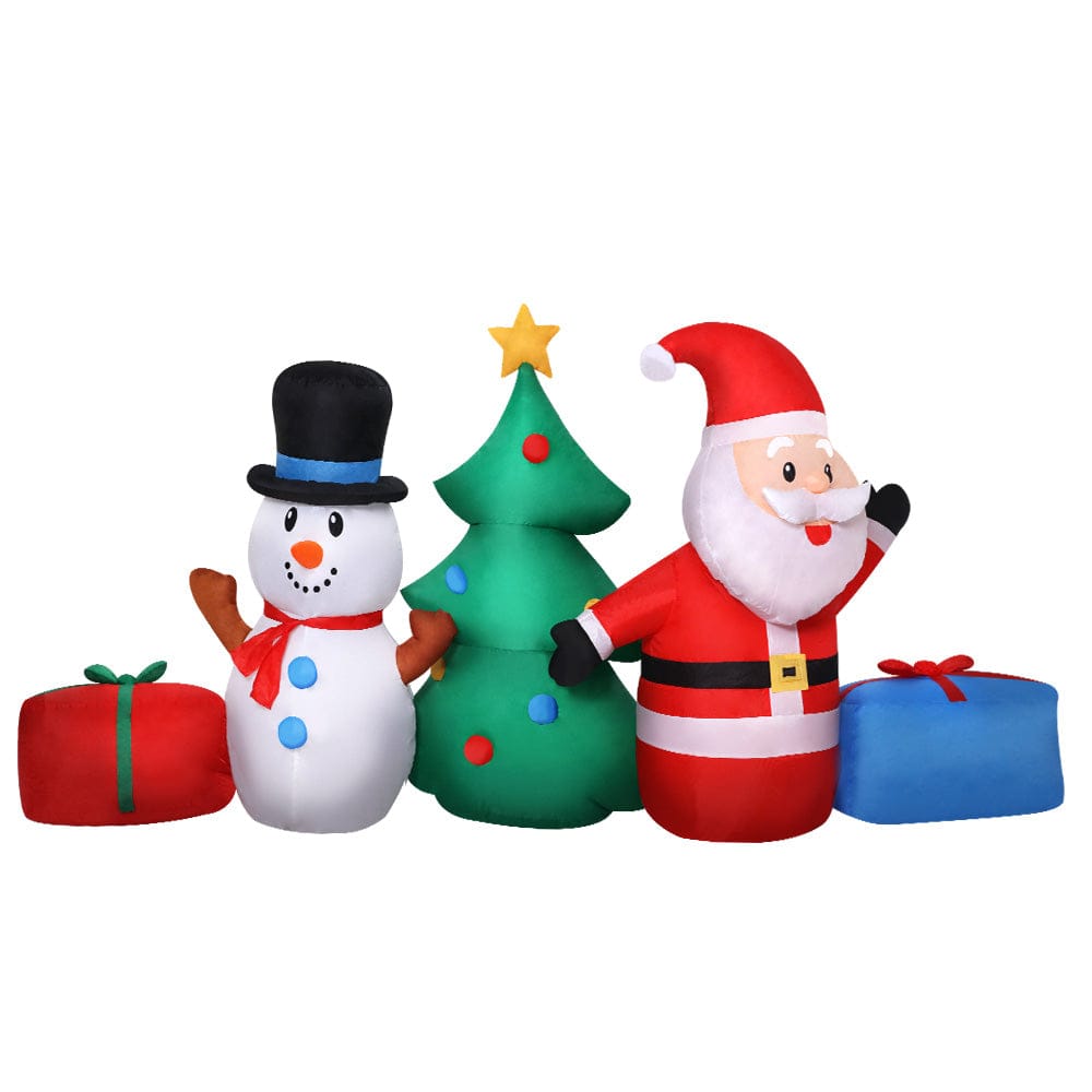Jingle Jollys Christmas Inflatable Tree Snowman 2.7M Illuminated Decorations - SportZone.co.nz