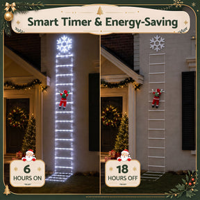 Jingle Jollys Christmas Ladder Lights Santa 3.4m 328LED Hanging Decor Cool White - SportZone.co.nz
