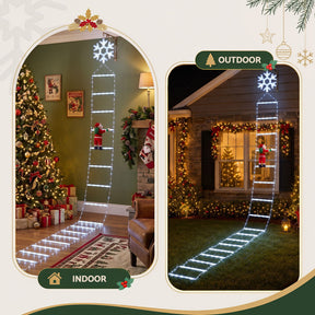 Jingle Jollys Christmas Ladder Lights Santa 3.4m 328LED Hanging Decor Cool White - SportZone.co.nz
