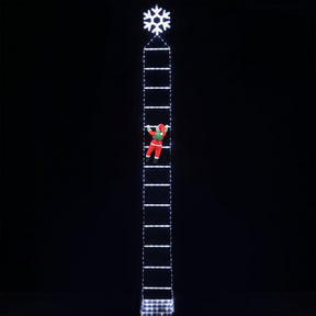 Jingle Jollys Christmas Ladder Lights Santa 3.4m 328LED Hanging Decor Cool White - SportZone.co.nz