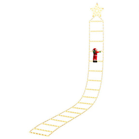Jingle Jollys Christmas Ladder Lights Santa 3.4m 328LED Hanging Decor Warm White - SportZone.co.nz
