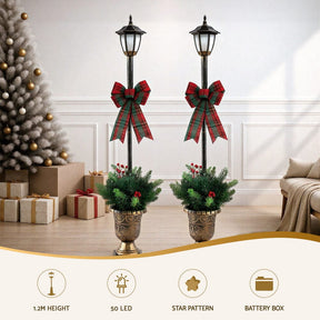 Jingle Jollys Christmas Lights 125cm Lamp Post 50 LED Fairy Light Decorations - SportZone.co.nz