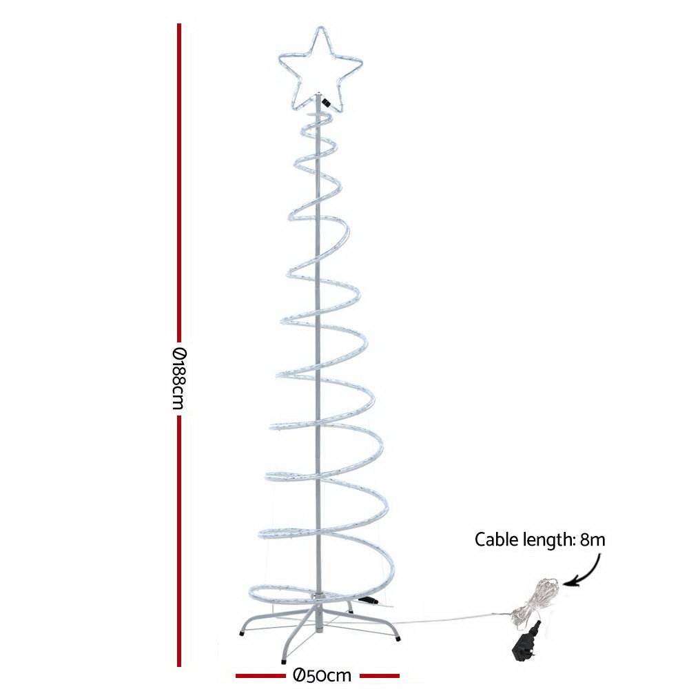 Jingle Jollys Christmas Lights 188cm Tree 288 LED Decorations - SportZone.co.nz